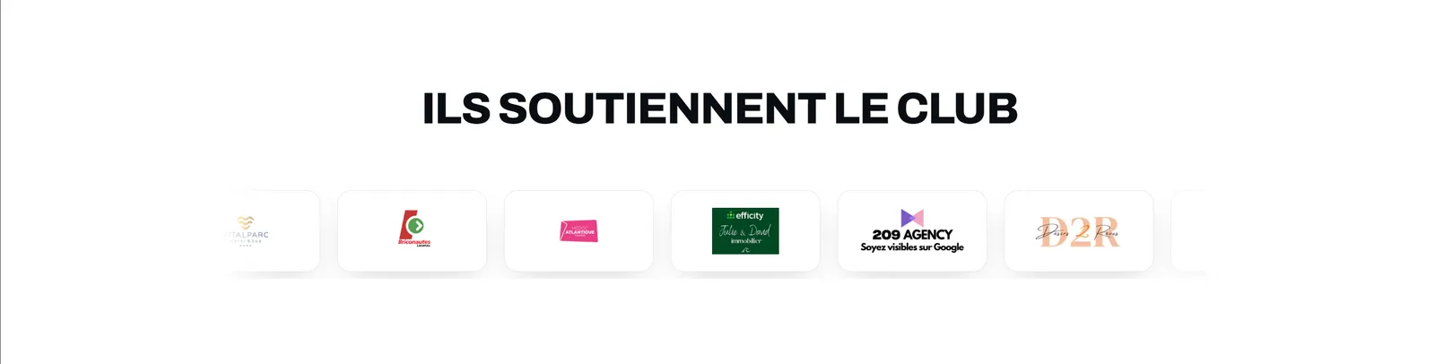 Bandeau des partenaires du club sur le site Lacanau Océhand