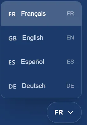 Sélecteur de langue du site Lacanau Océhand